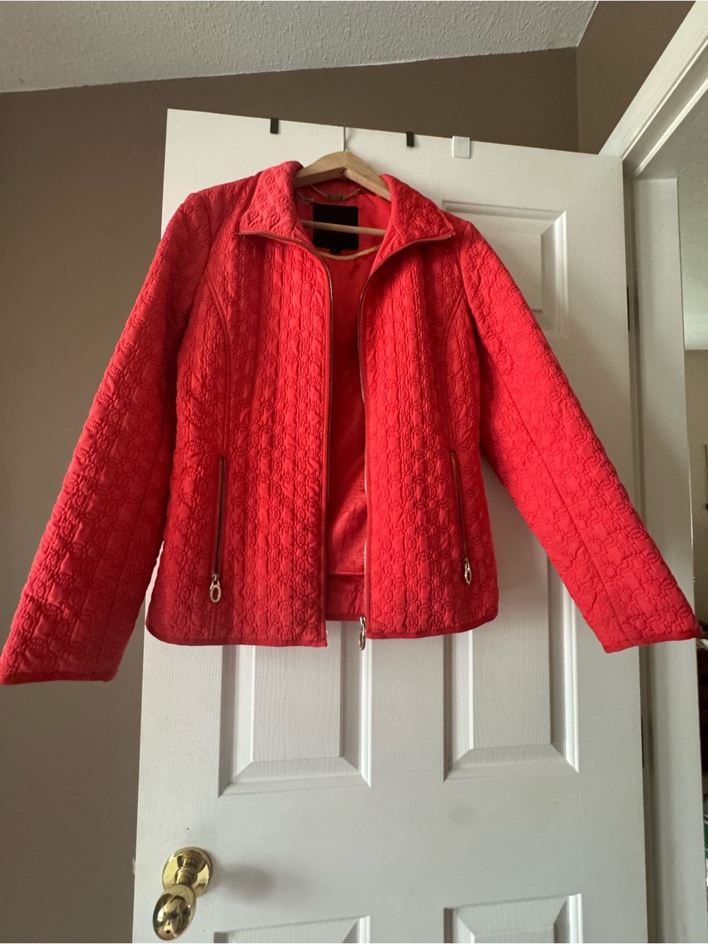 Ivanka Trump Quilted Red Zip-Front Puffer Jacket
